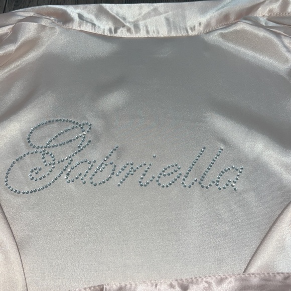 Custom Gabriella rhinestone name silk like toddler girl robe - Picture 2 of 7